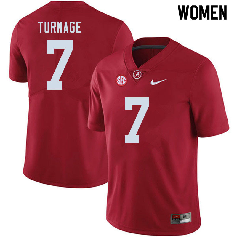 Women #7 Brandon Turnage Alabama Crimson Tide College Football Jerseys Sale-Crimson